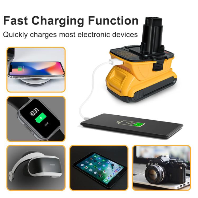 DCA1820 Battery Adapter Converter With USB-A Port for DeWALT Electric Saw Tools