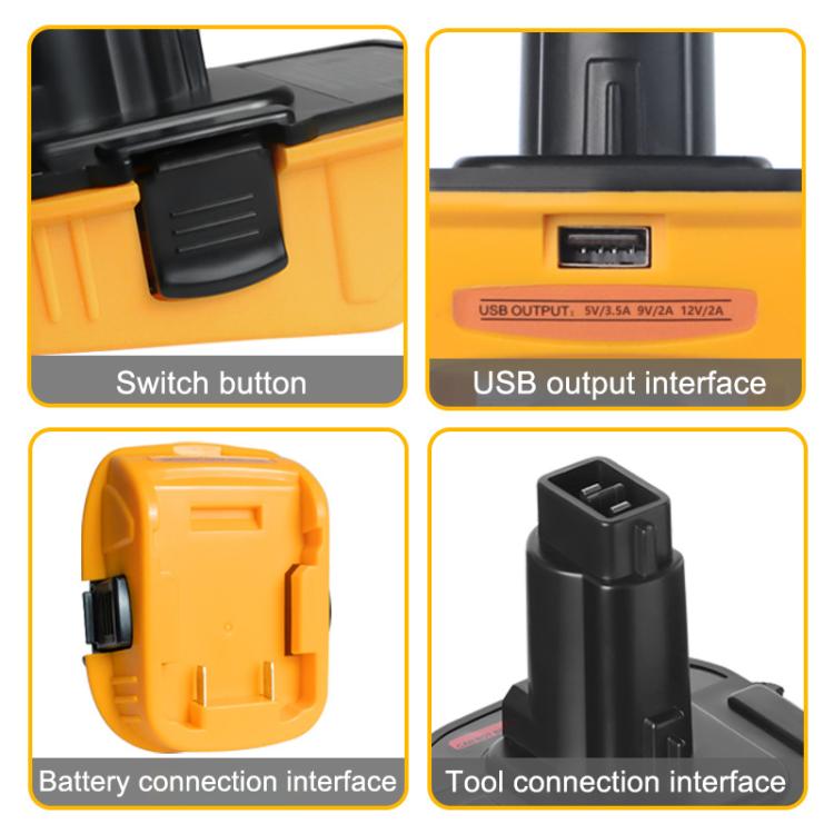 DCA1820 Battery Adapter Converter With USB-A Port for DeWALT Electric Saw Tools