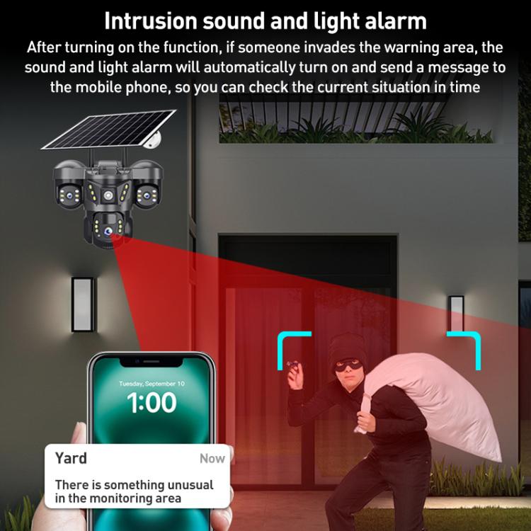 VTS29 6MP Multi-lens Panoramic Solar Surveillance PTZ Dome Camera