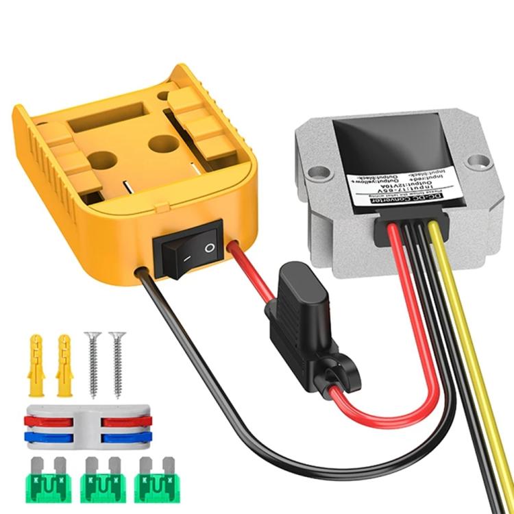 For DeWalt 20V Lithium Battery Switch Button Adapter Converter and 12V / 20A Voltage Regulator Kit