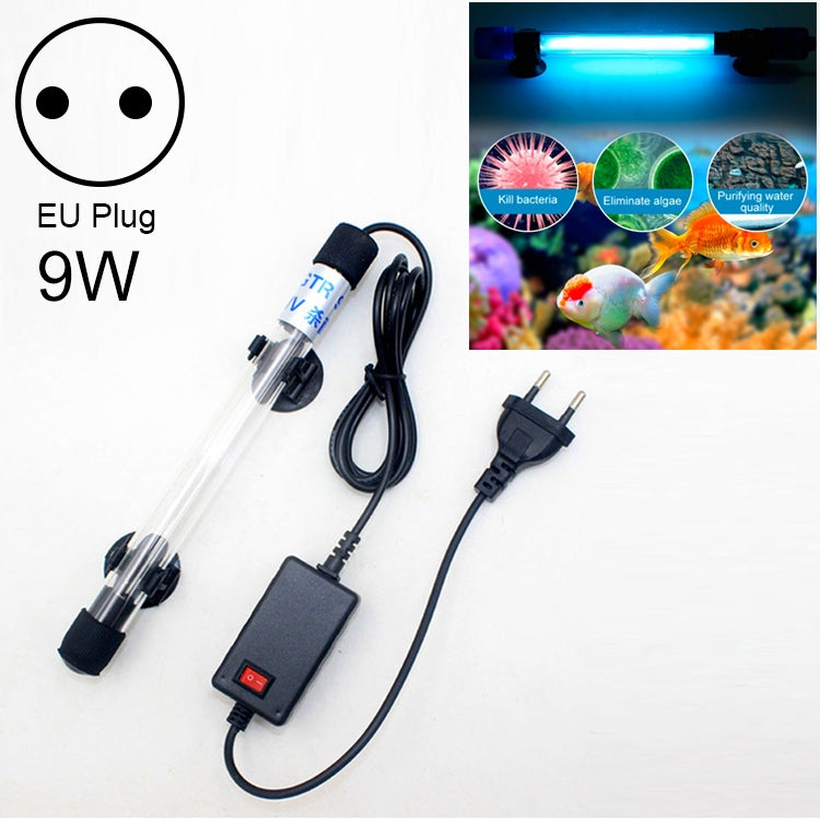 220V 9W UV Ultraviolet Algae Disinfection Fish Tank Lamp, EU Plug