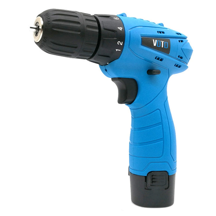 VOTO 12V Stepless Speed Regulation Rechargeable Hand Drill Set Electric Drill Power Tools with LED Light, AC 220V, US Plug, Random Color Delivery