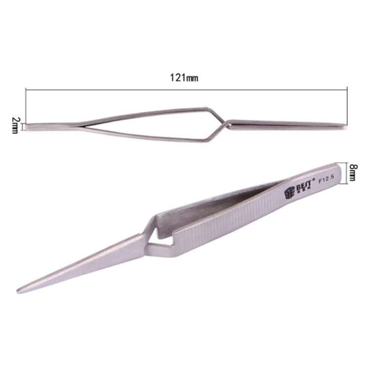 BEST BST-F12.5  Stainless Steel Self Closed Straight Laboratory Tweezers