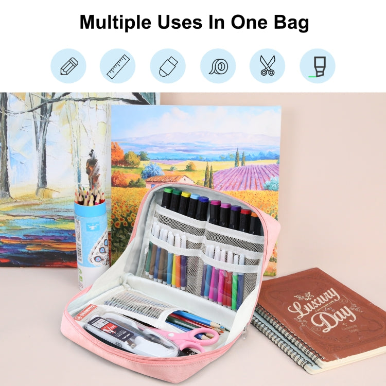 FunAdd Large-capacity Pencil Case Storage Organizer Canvas Cosmetic Bag, Size: 230 x 170 x 75mm