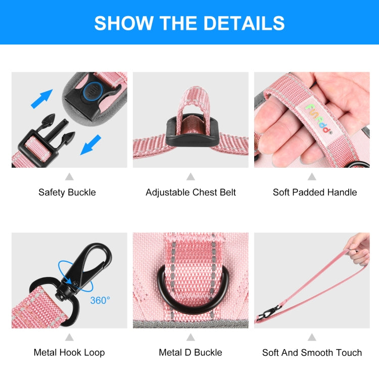 FunAdd Traction Rope Reflective Breathable Nylon Pet Vest Dog Harness, Size: M