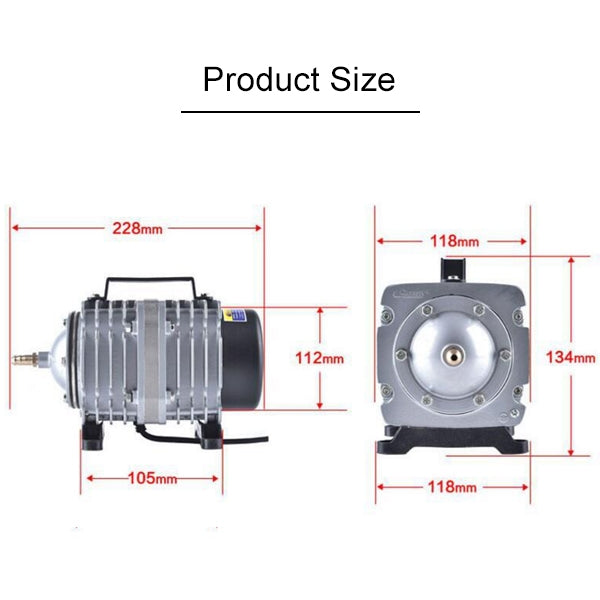 ACO-006 80W 88L/Min Electromagnetic Air Pump Compressor Seafood Fish Tank Increase Oxygen Air Flow Spliter, US Plug