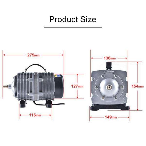 ACO-008 120W 110L/Min Electromagnetic Air Pump Compressor Seafood Fish Tank Increase Oxygen Air Flow Spliter, US Plug