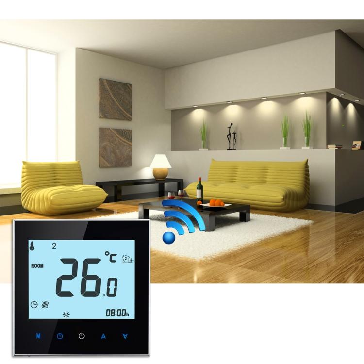 BHT-1000-GA-WIFI 3A Load Water Heating Type Touch LCD Digital WiFi Heating Room Thermostat, Display Clock / Temperature / Periods / Time / Week / Heat etc.