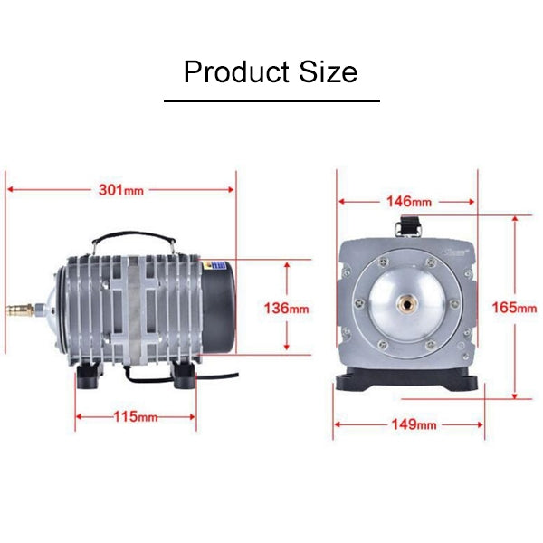 ACO-012 320W 143L/Min Electromagnetic Air Pump Compressor Seafood Fish Tank Increase Oxygen Air Flow Spliter, US Plug