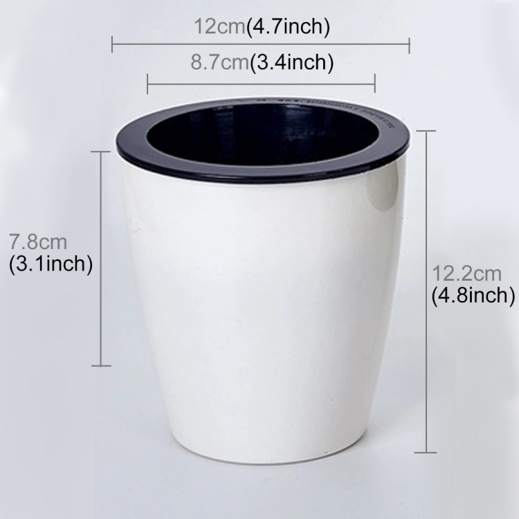 Lazy Flower Pots Automatic Water-absorbing Hydroponic Potted Plants Circular Resin Plastic Flower Pots Double-layer Design Self Watering Planter, Diameter: 12cm, Height: 12.2cm