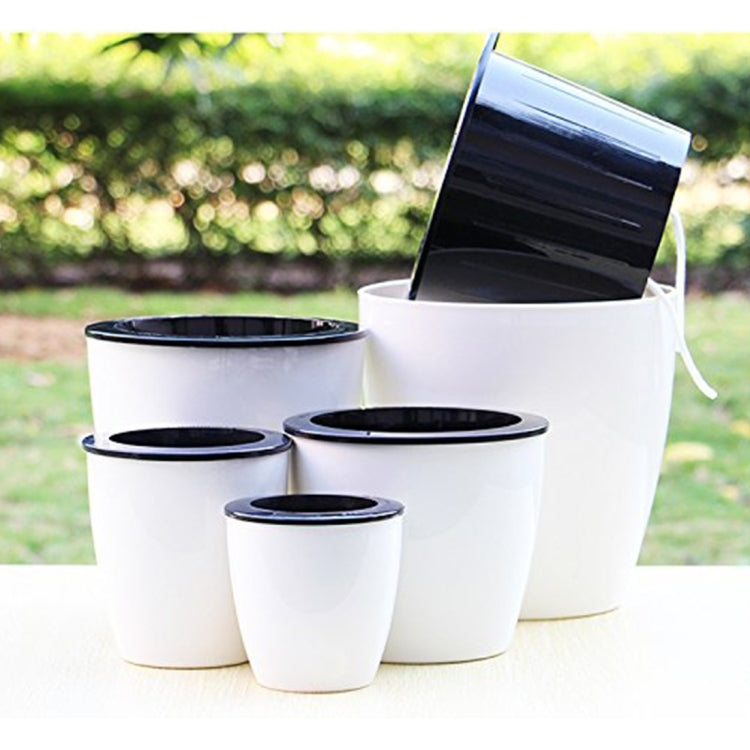 Lazy Flower Pots Automatic Water-absorbing Hydroponic Potted Plants Circular Resin Plastic Flower Pots Double-layer Design Self Watering Planter, Diameter: 12cm, Height: 12.2cm