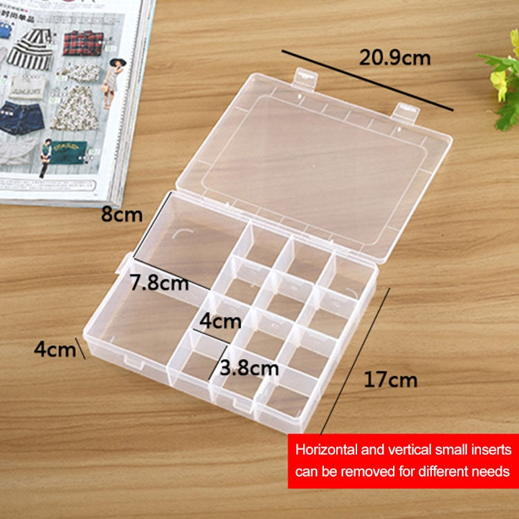 Plastic Organizer Container Storage Box 14 Slots Adjustable Divider Removable Grid Compartment for Jewelry Earring Fishing Hook Small Accessories