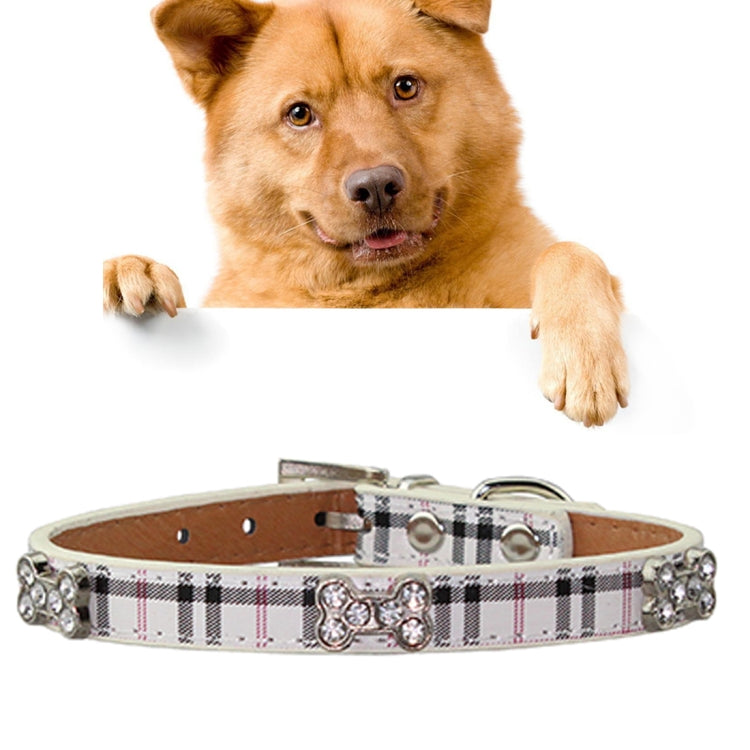 PU Leather with Bone Designs Pet Dog Collar Pet Products, Size: S, 1.5 * 37cm