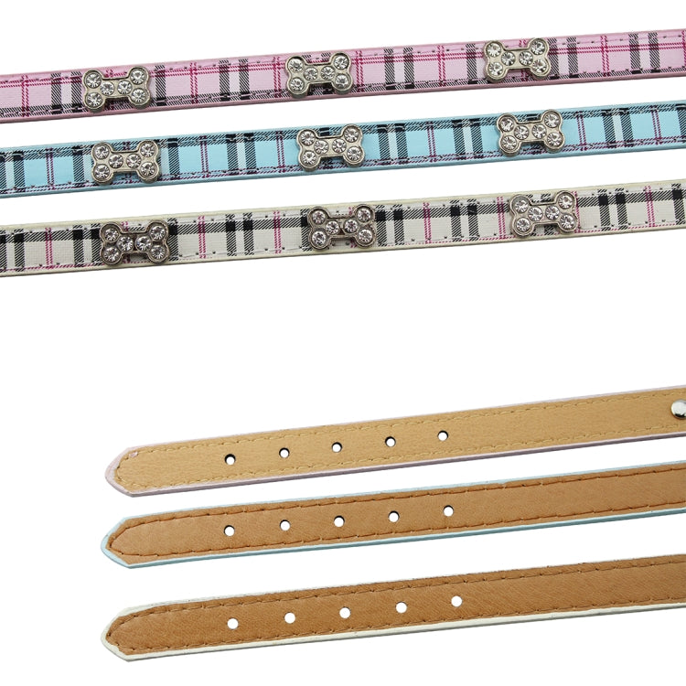 PU Leather with Bone Designs Pet Dog Collar Pet Products, Size: S, 1.5 * 37cm