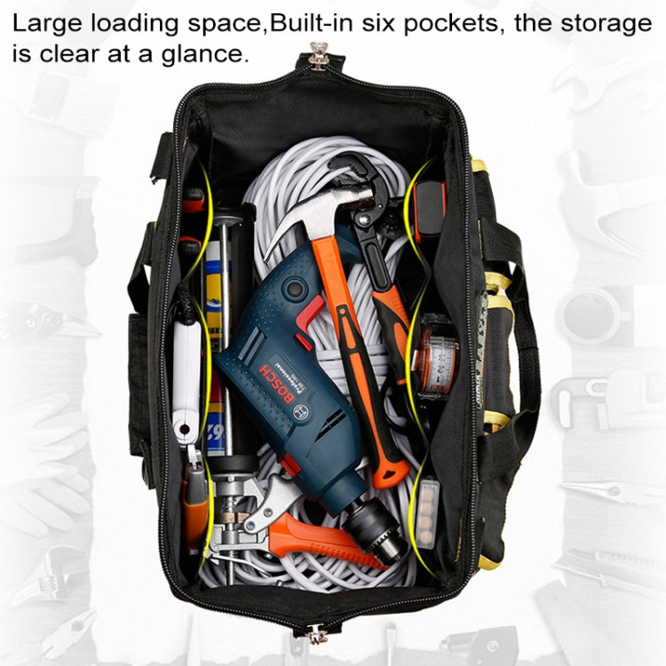 Multi-function Oxford Cloth Cloth Bottom Electrician Belt Pouch Maintenance Tools Handbag Shoulder Bag Convenient Tool Bag, Size : 16 inch