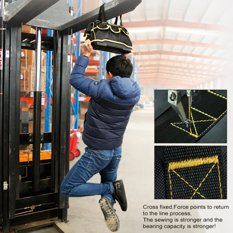 Multi-function Oxford Cloth Cloth Bottom Electrician Belt Pouch Maintenance Tools Handbag Shoulder Bag Convenient Tool Bag, Size : 16 inch