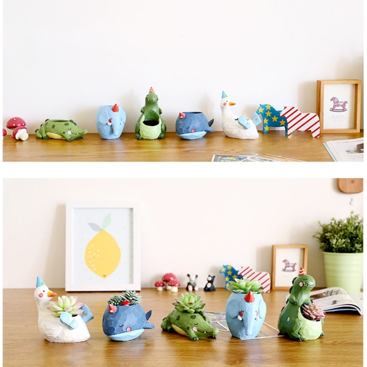 Lovely Home Garden Office Resin Cartoon Animal Blue Elephant Shaped Plant Flower Pot Decoration Animal Flower Pots Planter