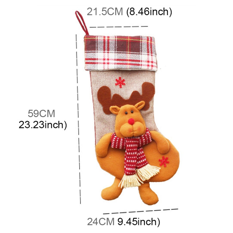 Christmas Ornament Decoration Lattice Cloth Christmas Stocking Gift Bag Pendant