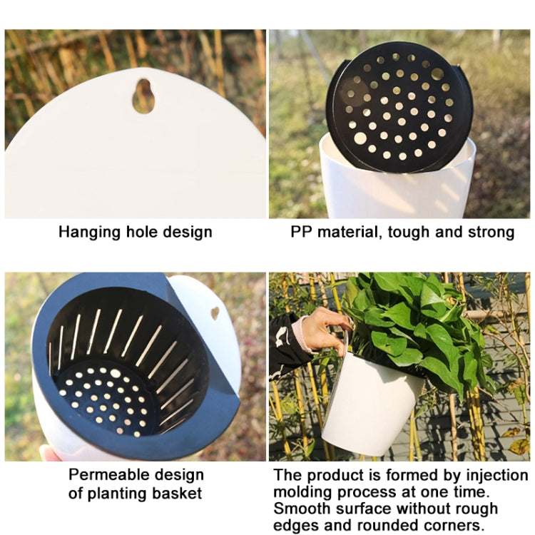 Self-Watering Planter Grow Plants Lazy Flower Pots Wall-hanging Round Resin Plastic Flower Pots, Size: 13x8.5x13cm