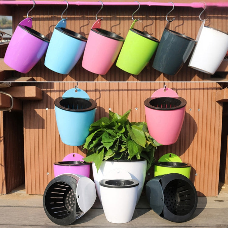Self-Watering Planter Grow Plants Lazy Flower Pots Wall-hanging Round Resin Plastic Flower Pots, Size: 13x8.5x13cm