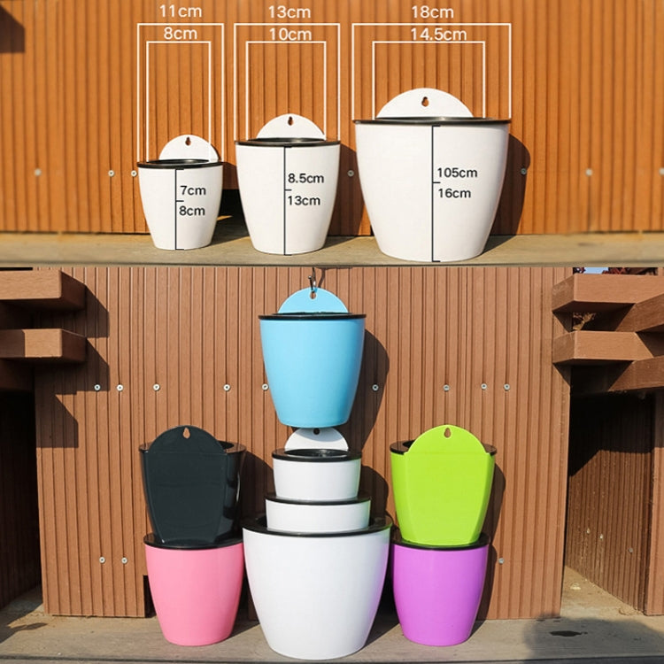 Self-Watering Planter Grow Plants Lazy Flower Pots Wall-hanging Round Resin Plastic Flower Pots, Size: 18x12.5x16cm