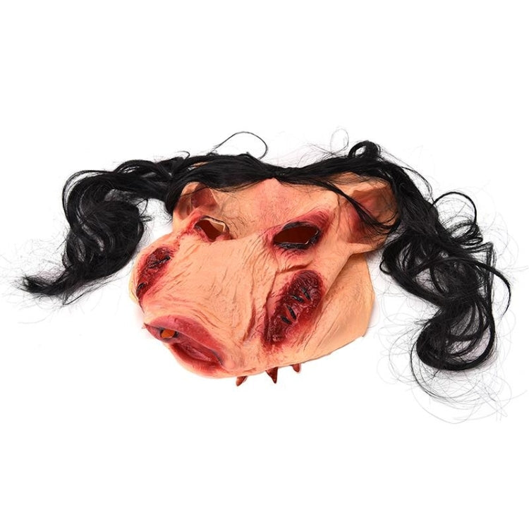 Halloween Mask Latex Pig Head Cap Halloween Festival Party Fancy Pig Face Masquerade Masks with Hair