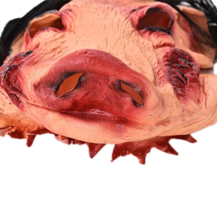 Halloween Mask Latex Pig Head Cap Halloween Festival Party Fancy Pig Face Masquerade Masks with Hair