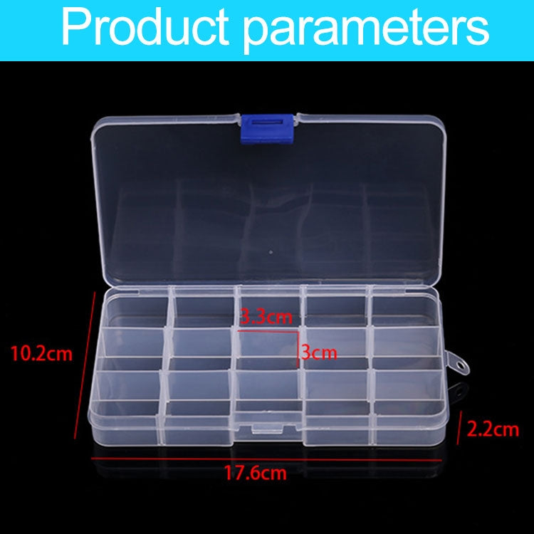 Removable Grid Plastic 15 Slots Box Organizer for Jewelry Earring Fishing Hook Small Accessories