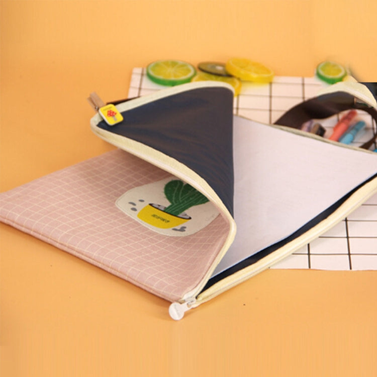 Cactus Pattern Waterproof and Dustproof Canvas File Bag Zipper Data Portable Storage Bag, Random Style Delivery