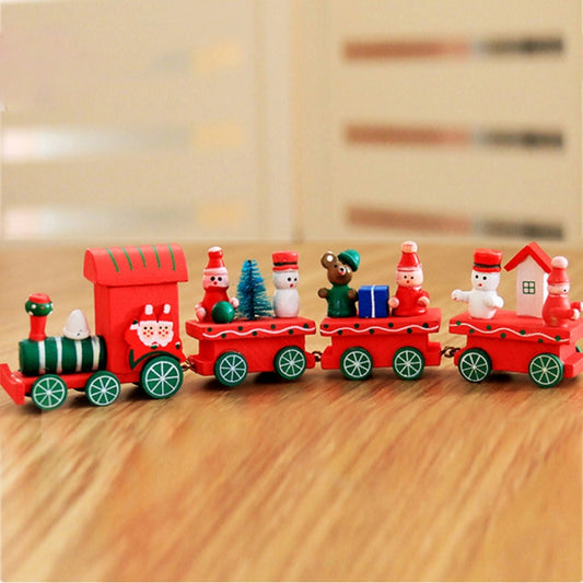 Christmas Dinner Table Decoration, Wooden Trains Children Kindergarten Christmas Decoration Ornaments Gifts