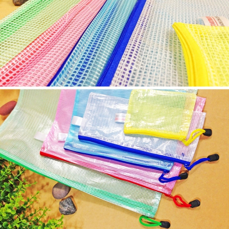 12 PCS Zipper Plastic Mesh Stationery Bag, Random Color Delivery (A5, Size: 24x17.5cm)