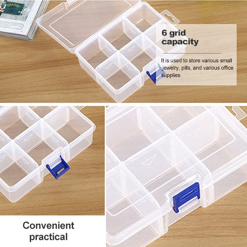 Plastic Jewelry Box Organizer Storage Container with Adjustable Dividers, Size: Large, 6 Slots