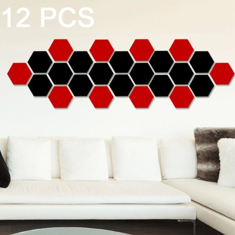 12 PCS 3D Hexagonal Mirror Wall Stickers Set, Size: 8*8cm