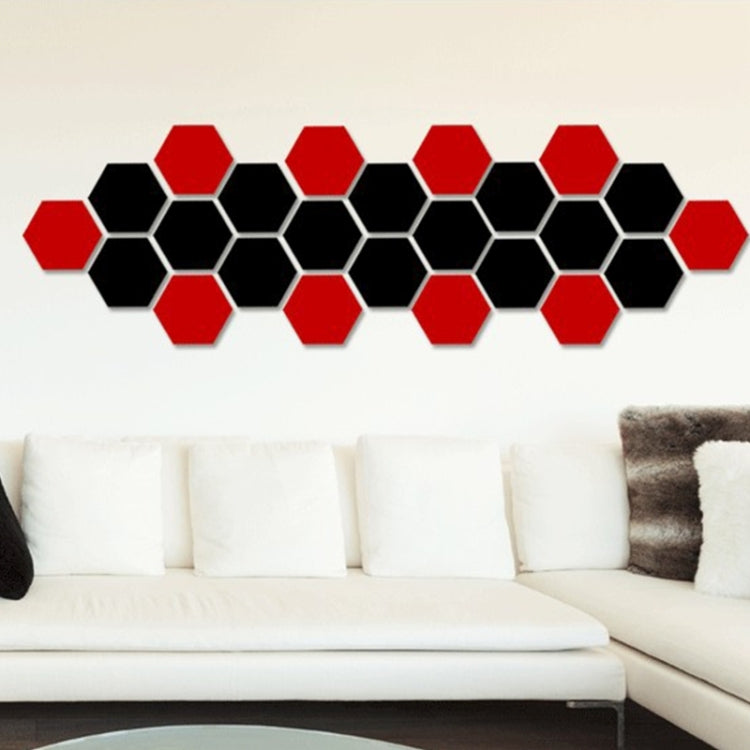 12 PCS 3D Hexagonal Mirror Wall Stickers Set, Size: 8*8cm