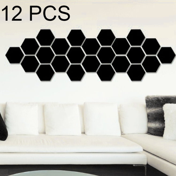 12 PCS 3D Hexagonal Mirror Wall Stickers Set, Size: 4*4cm