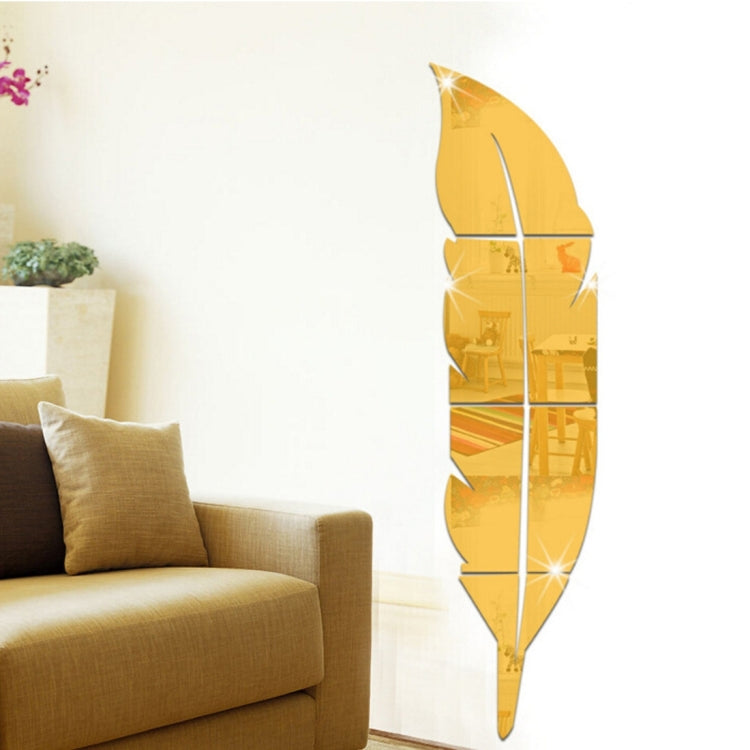 DIY Feather Style Acrylic Mirror Wall Stickers Home Room Mural Decoration Art Wall Sticker, Size: 18*73cm