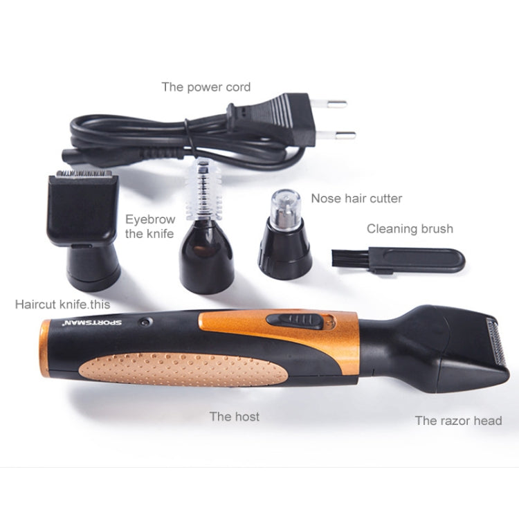 SPORTSMAN Four-in-one USB Rechargeable Ear Nose Trimmer Beard Face Shaver Eyebrows Hair Trimmer For Men(gold USB type)