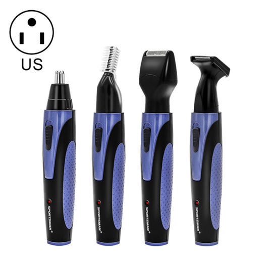 SPORTSMAN Four-in-one Electric Rechargeable Ear Nose Trimmer Beard Face Shaver Eyebrows Hair Trimmer for Men, US Plug(blue 110v)