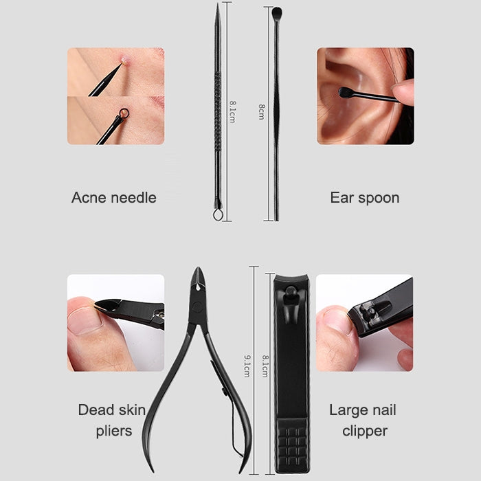 12 in 1 Advanced Stainless Nail Care Clipper Pedicure Manicure Kits with Leather Case, Red+Black