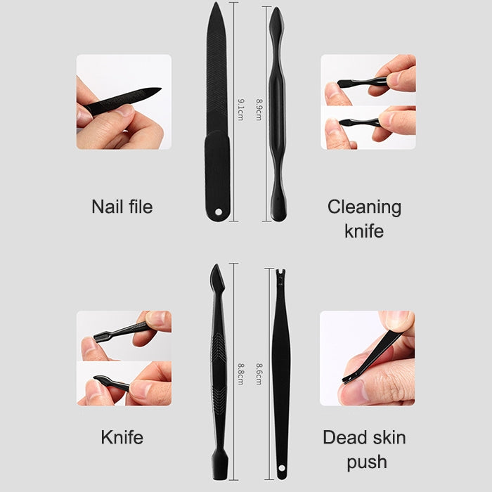 12 in 1 Advanced Stainless Nail Care Clipper Pedicure Manicure Kits with Leather Case, Red+Black