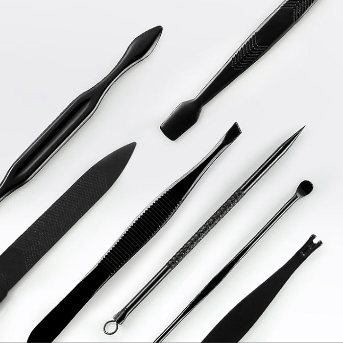 12 in 1 Advanced Stainless Nail Care Clipper Pedicure Manicure Kits with Leather Case, Red+Black