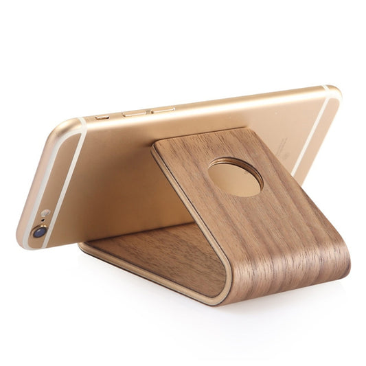 JS01 Wooden Desktop Phone Holder Universal Curved Wood Support Frame For Tablet Phones (Lindens)