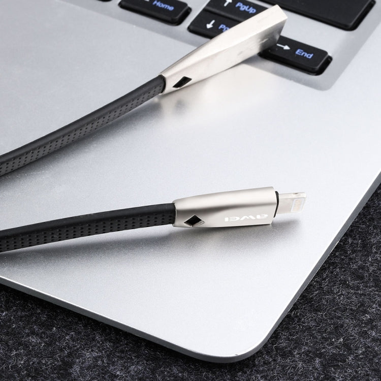 AWEI CL-95 USB to 8 Pin Portable Quick Charging TPE + Aluminum Alloy Data Cable, 2A, Length: 1m