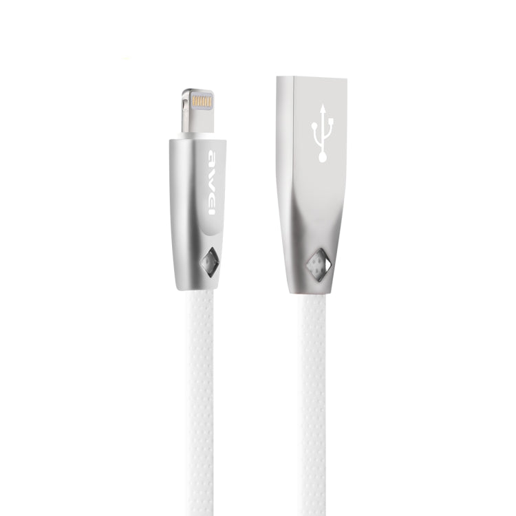 AWEI CL-95 USB to 8 Pin Portable Quick Charging TPE + Aluminum Alloy Data Cable, 2A, Length: 1m