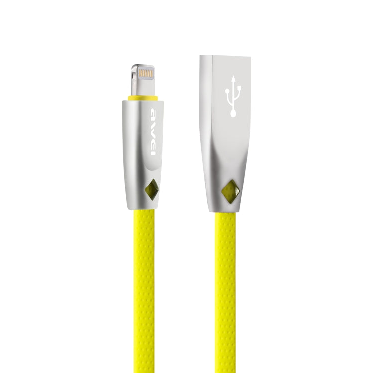 AWEI CL-95 USB to 8 Pin Portable Quick Charging TPE + Aluminum Alloy Data Cable, 2A, Length: 1m