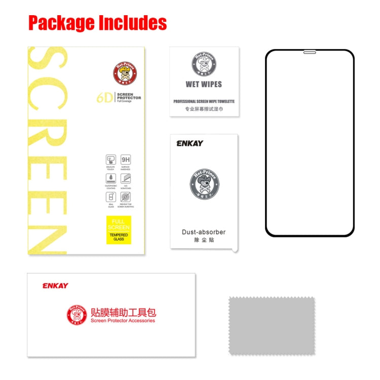 For iPhone 11 Pro / XS / X ENKAY Hat-Prince 0.26mm 9H 6D Curved Full Screen Tempered Glass Film