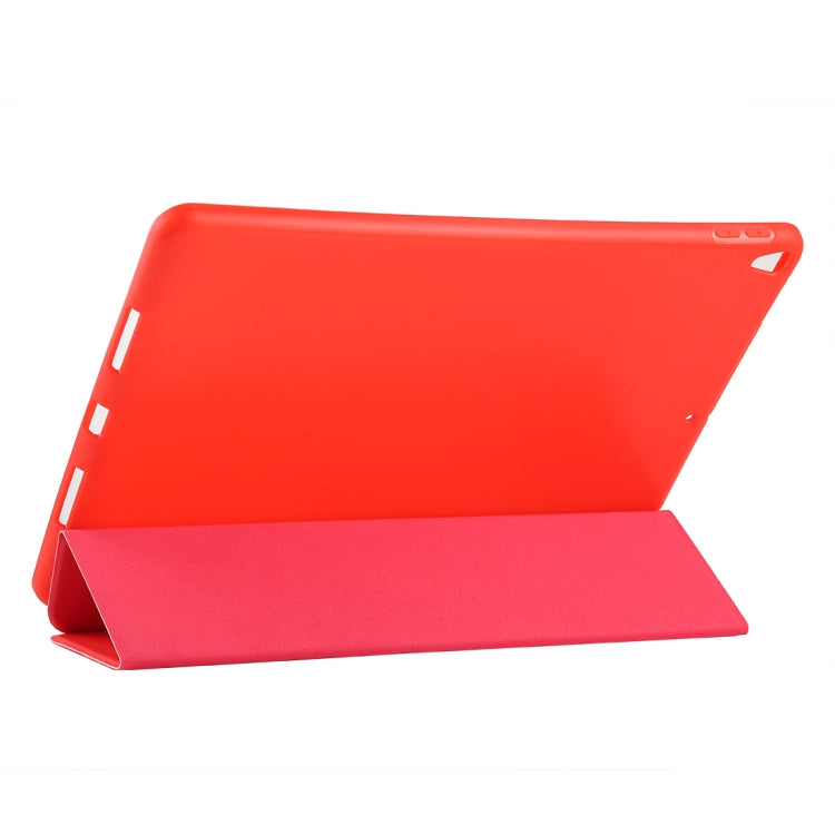 PU Plastic Bottom Case Foldable Deformation Left and Right Flip Leather Case with Three Fold Bracket & Smart Sleep for iPad Air3 2019