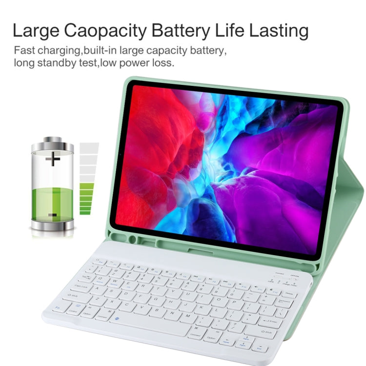 TG11B Detachable Bluetooth White Keyboard + Microfiber Leather Tablet Case for iPad Pro 11 inch (2020), with Pen Slot & Holder