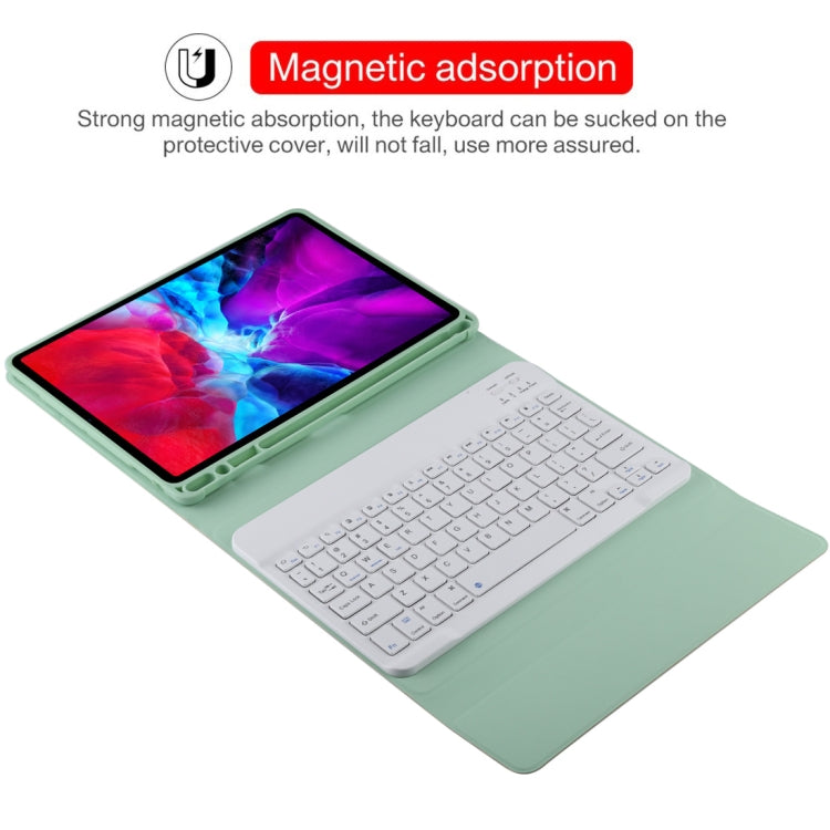 TG11B Detachable Bluetooth White Keyboard + Microfiber Leather Tablet Case for iPad Pro 11 inch (2020), with Pen Slot & Holder