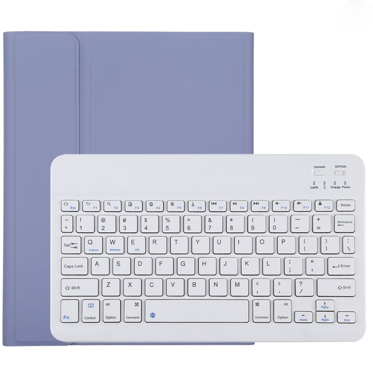 TG11B Detachable Bluetooth White Keyboard + Microfiber Leather Tablet Case for iPad Pro 11 inch (2020), with Pen Slot & Holder